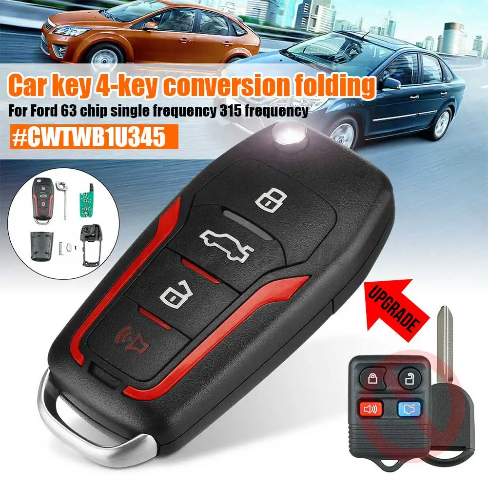 1/2 Pz Nuovo Aggiornato Sostituzione Flip Remote Key 315Mhz 4 D63 80 Bit Chip Per Ford Mustang Edge Explorer F-150 F-250 Cwtwb1U331