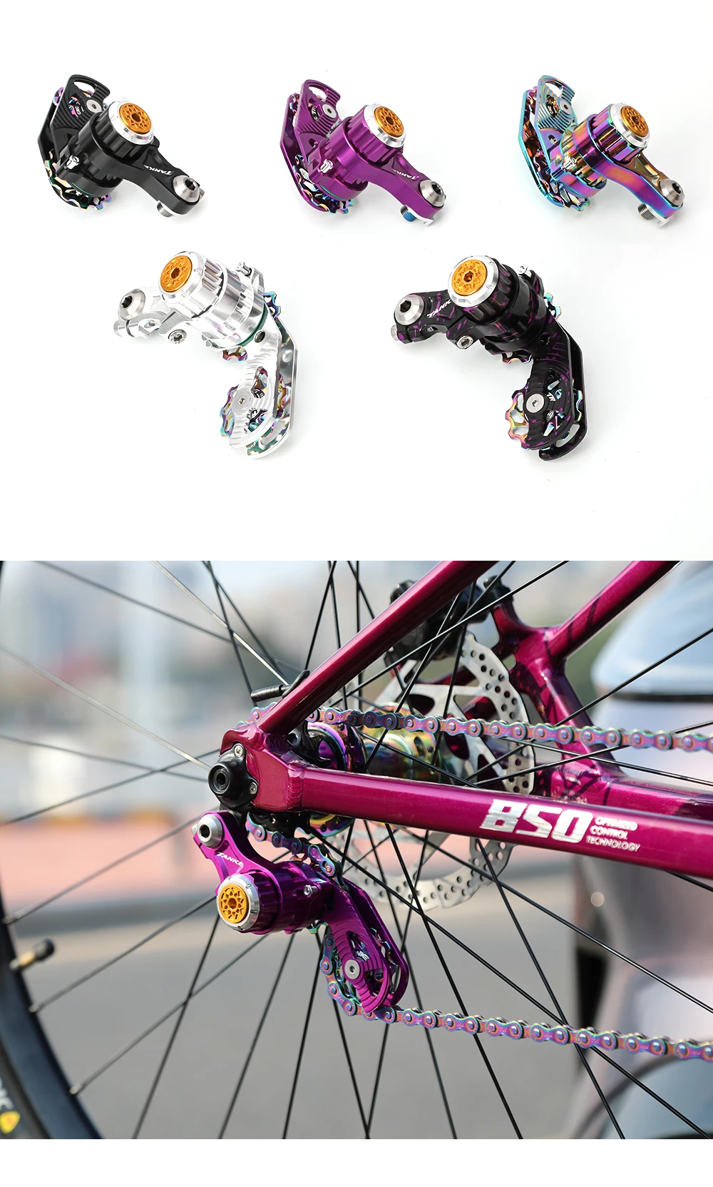 TANKE MTB Kettenspanner CNC-Riemenscheibe Einzelgang-Spannvorrichtung für DJ/Faltrad/Mountainbike Hohe Härte Rutschfest – Detail 9