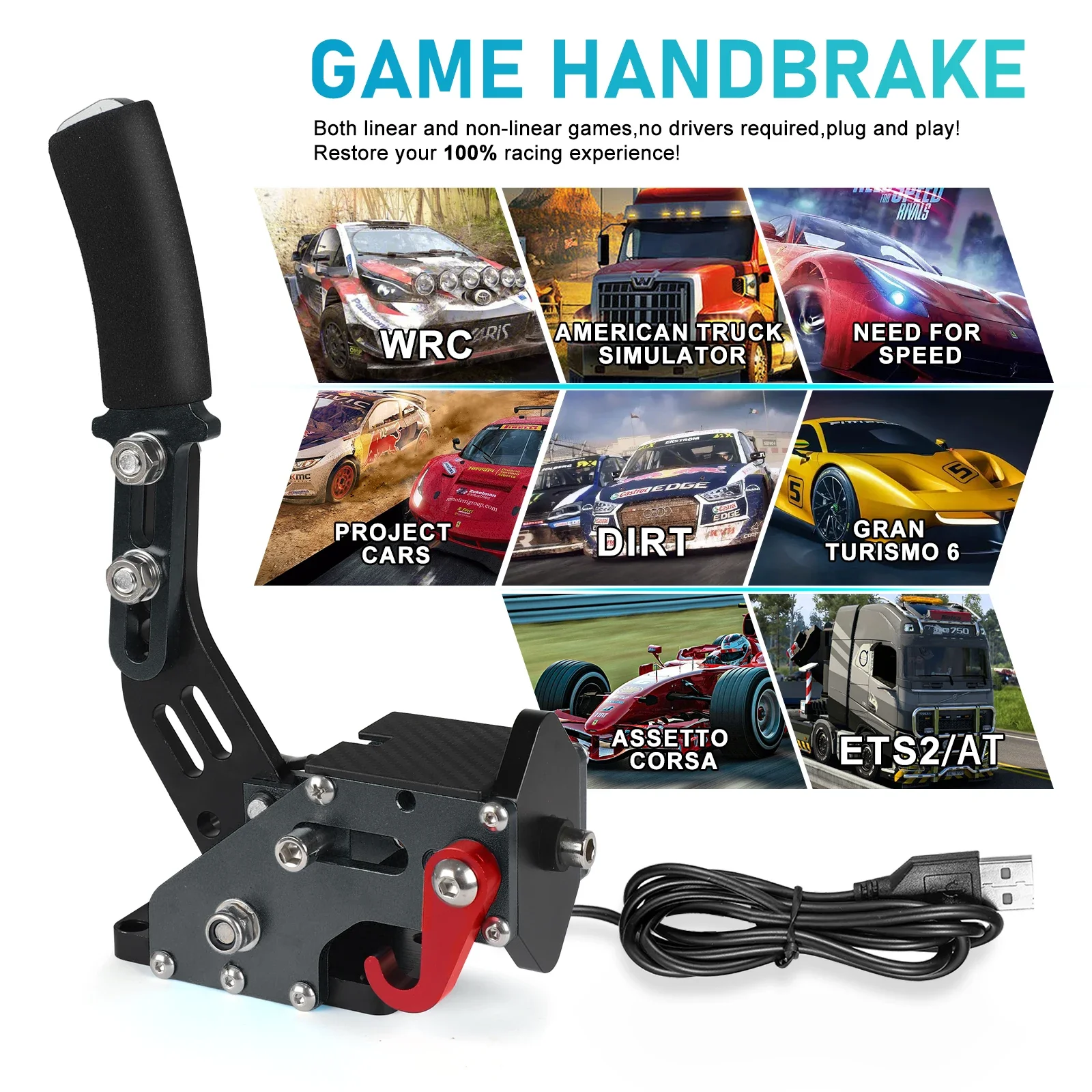 PC Racing Game USB Handbrake Without Clamp For G25/27/29 T300 T500 Racing Games Only PC System