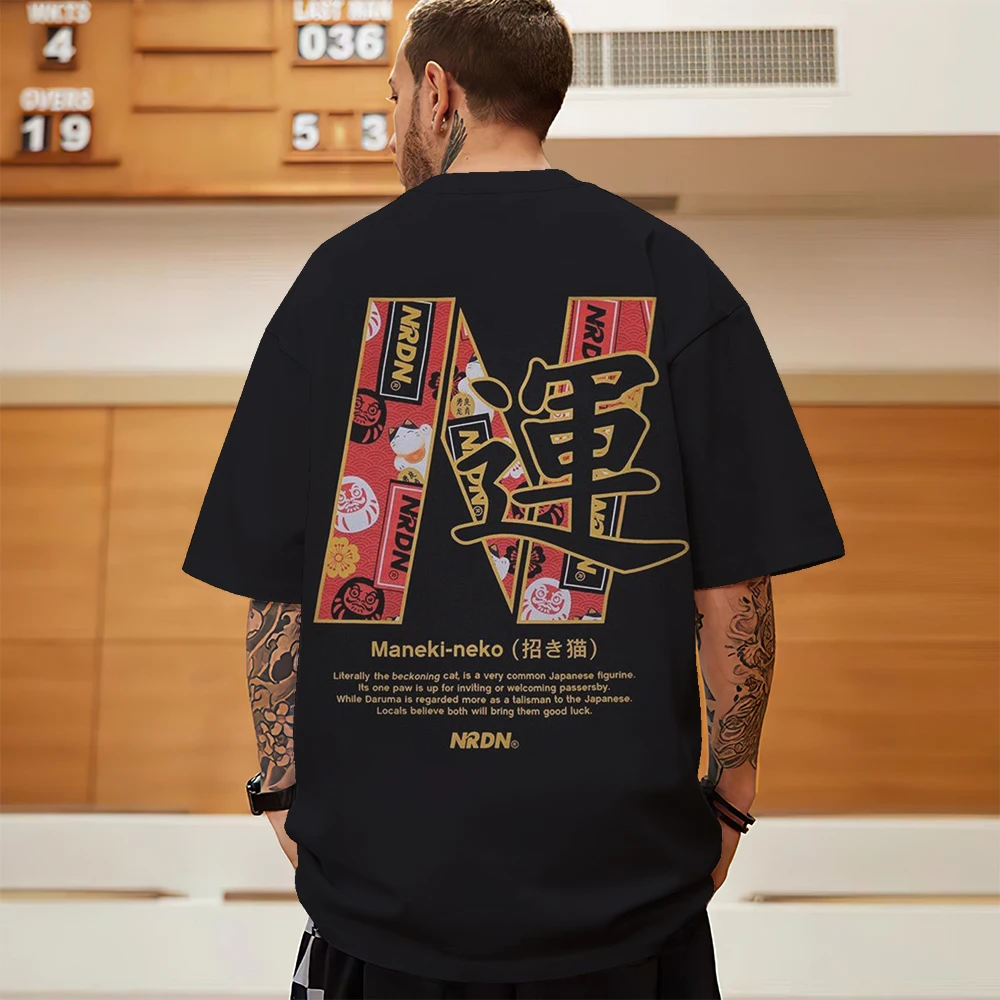 Camiseta con estampado chino en 3d para hombre, ropa holgada de gran tamaño, Tops de manga corta Harajuku callejero, 2024