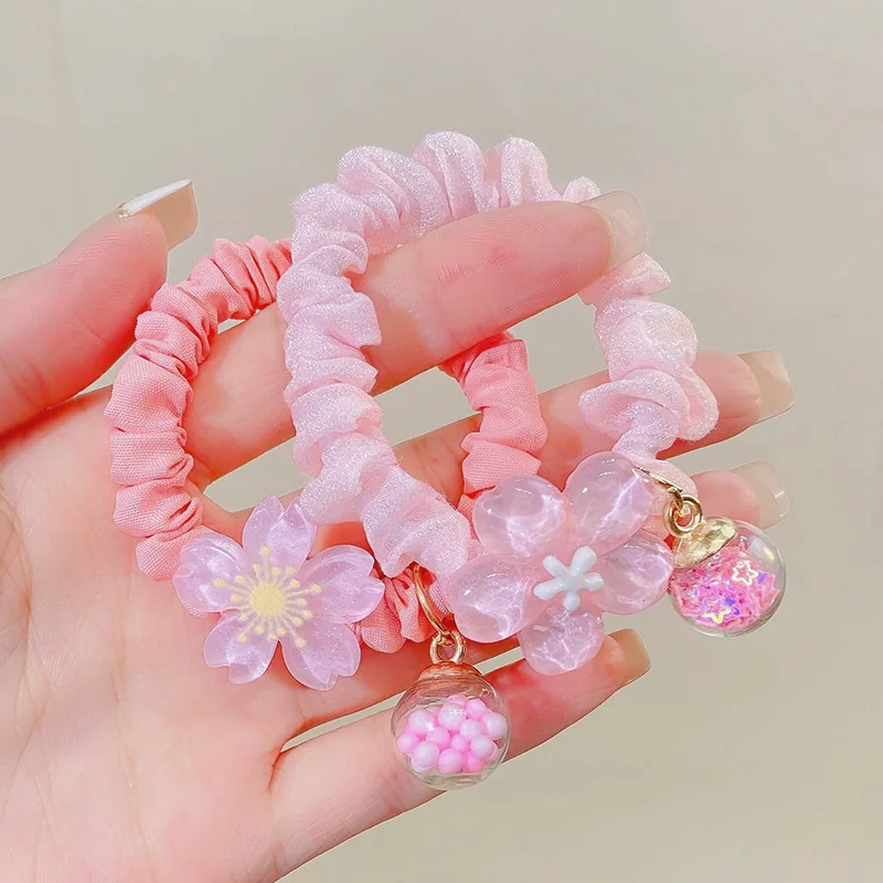 

Summer fresh pink flowers, small intestine rings, hair rings, ins, sweet super fairy girl hair tie rope, rubber band, headdress