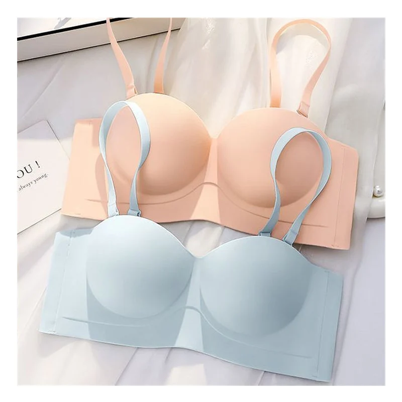 Strapless Bras for Women Gathered Comfort Soft Wire Free Brasieres Female Invisible Backless Bralette Detachable Straps Sexy Bra