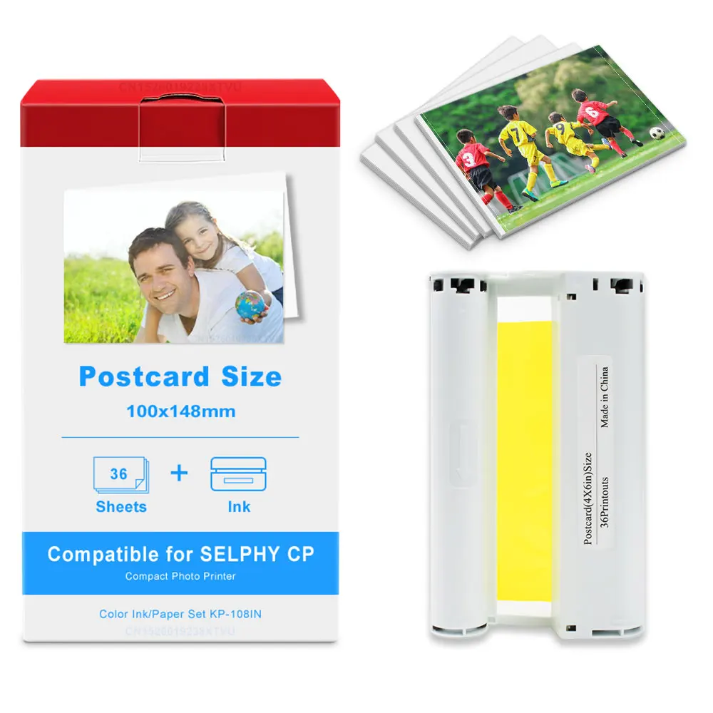 Premium Photo Paper and Color Ink Set for Canon Selphy Printers, 6-Inch