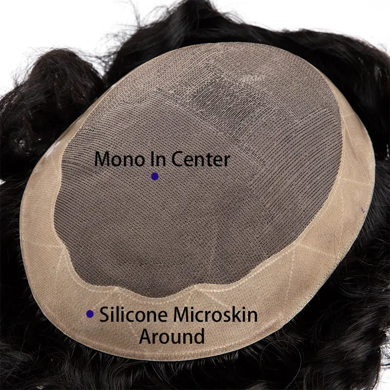 Моно-силиконовый парик из микрокожи мужской протез волос 100% натуральные человеческие волосы парики для мужчин парики капибара мужской блок системы париков