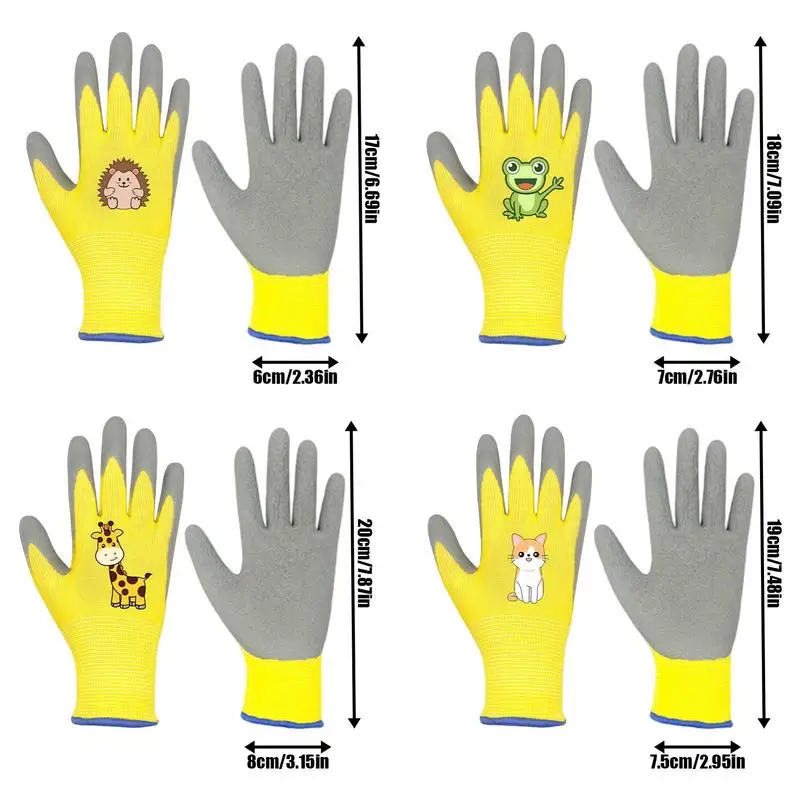 Gardening Gloves For Kids Durable And Waterproof Garden Work Gloves 4pairs/set Latex Coated For Toddlers Youth Girls Boys