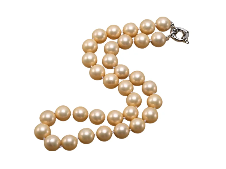 

Terisa Pearl Jewelry 12mm Golden Round Sea Shell Pearl Necklace for Women T-SP011