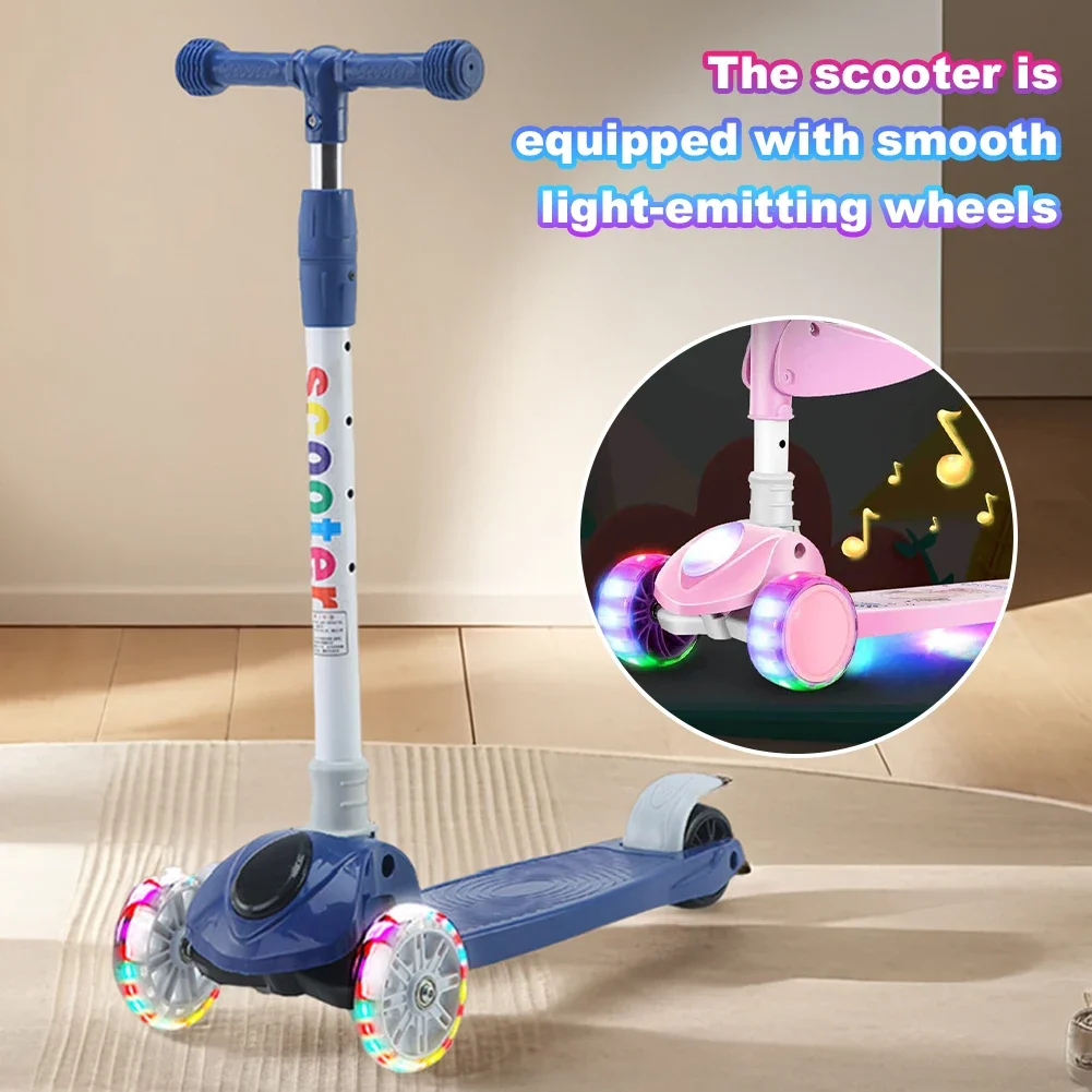 Children Scooter children scooter Children's 3-in-1 Baby Kickboard Can Slide Sit and Flash 3-Wheel Foldable Micro Scooter Boy Girl Ages 2-6