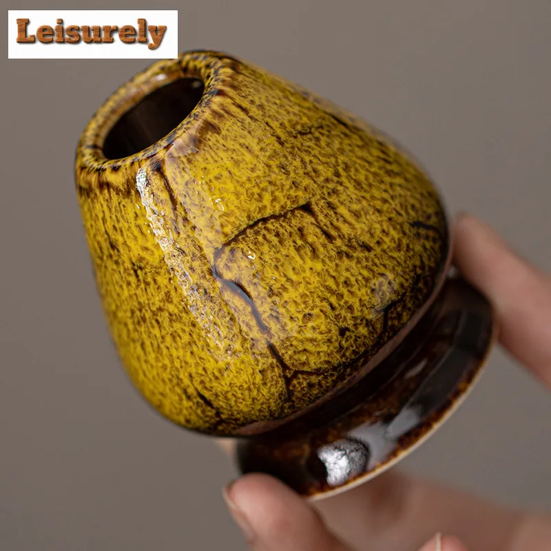 Kiln Fambe Japanese Style Flow Mouth Matcha Bowl Tea Whisk Stand Color Ceramic Set Accessories Imitation Song Dynasty Teaware