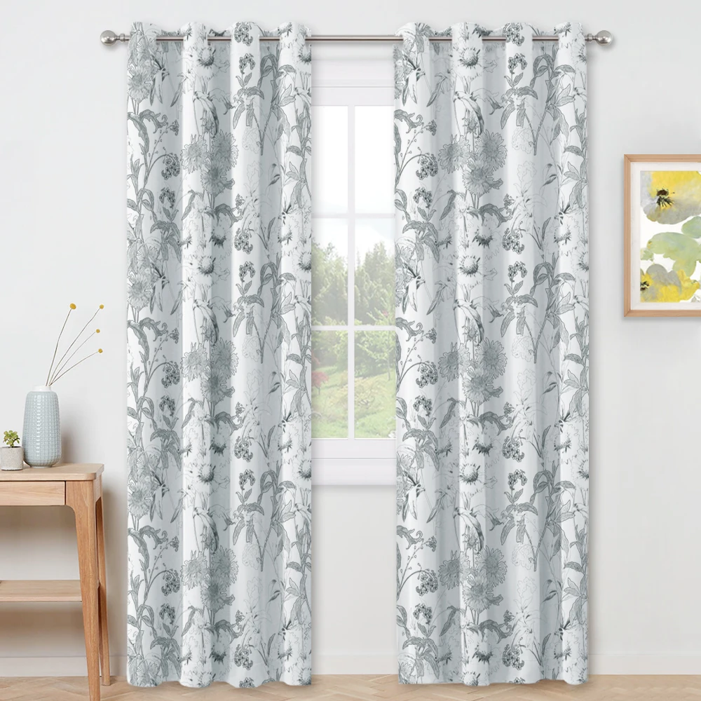 

RYB HOME 1PC Floral Print Design Blackout Curtains Fashion Botanic Style Room Darkening Decoration Perfect for Living Room