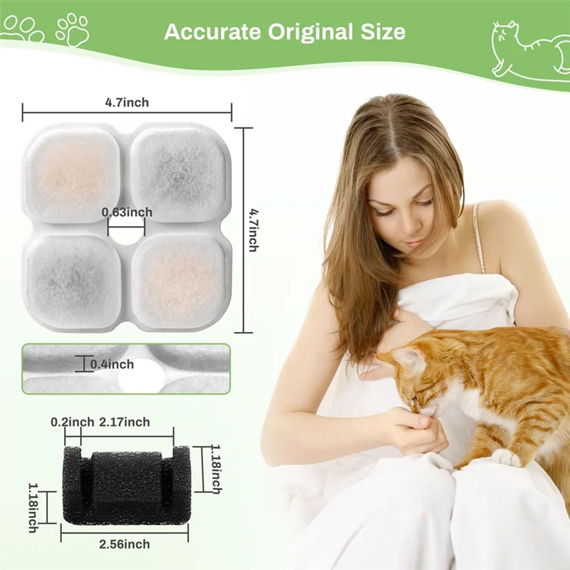 Cat Water Fountain Filter Replacement For 101Oz/3L Crystal Cat Fountain Triple Filtration Replacement Filters