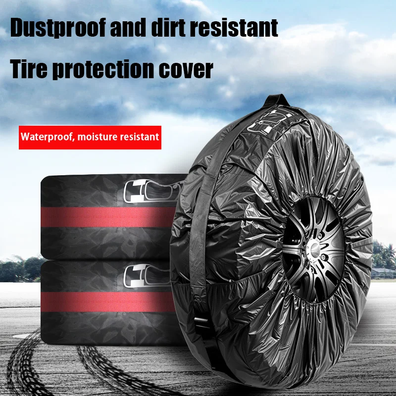 Universal 4Pcs Spare Tire Cover Case Polyester Car Tyre Storage Bags Automobile Tyre Accessories Auto Vehicle Wheel Protector