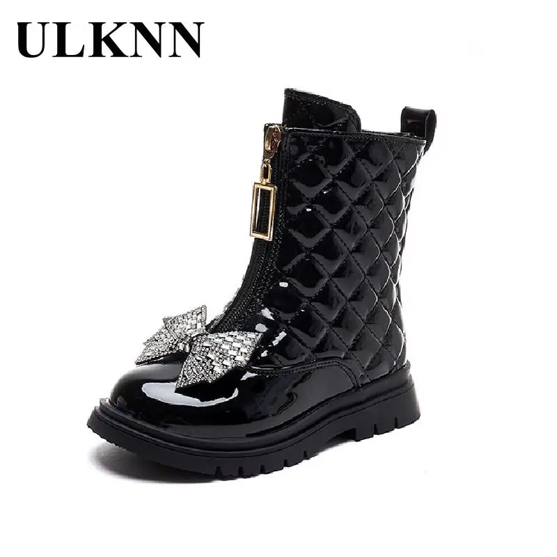 Girl Riding Boots  Fall And Winter  2023  New Children's Boots Fashion Girl Black Rhinestone Shoe Princess Short Boots
