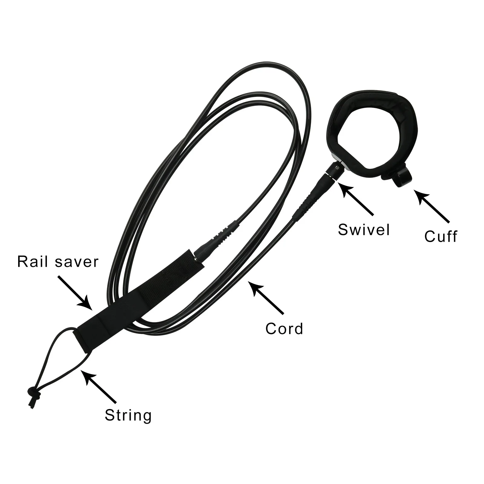 AQUBONA Premium Surfboard Leash, 6/7/8/ft, Straight Surf Board Leashes, 7mm Legrope Strap for Shortboard, Longboard
