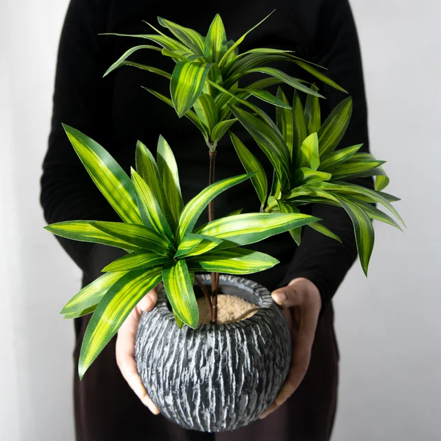 36cm 3 Heads Artificial Palm Tree Plastic Bamboo
