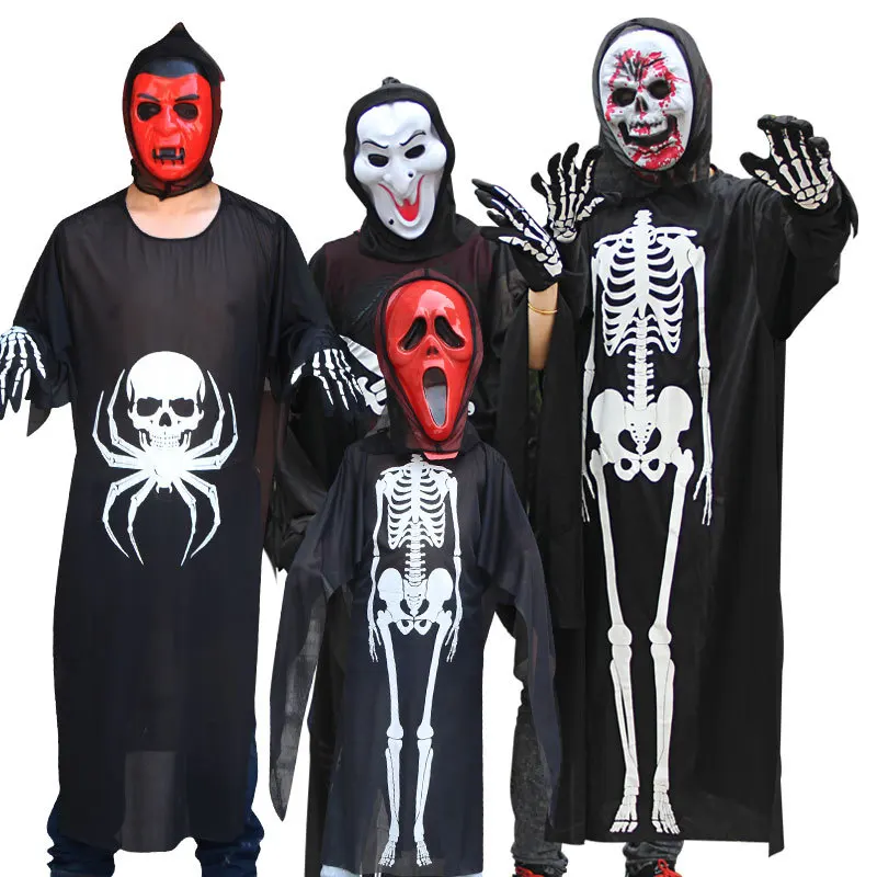 

Adult Children Skeleton Costumes Ghost Skull Cosplay Jumpsuit Halloween Carnival Masquerade Skull Demon Robes Dress