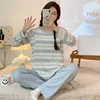 Maternity Wear Thin Pajamas Home Wear Monthly Wear Suit Breastfeeding Suit Long-Sleeved Home Wear Suit Maternity Casual Wear 4