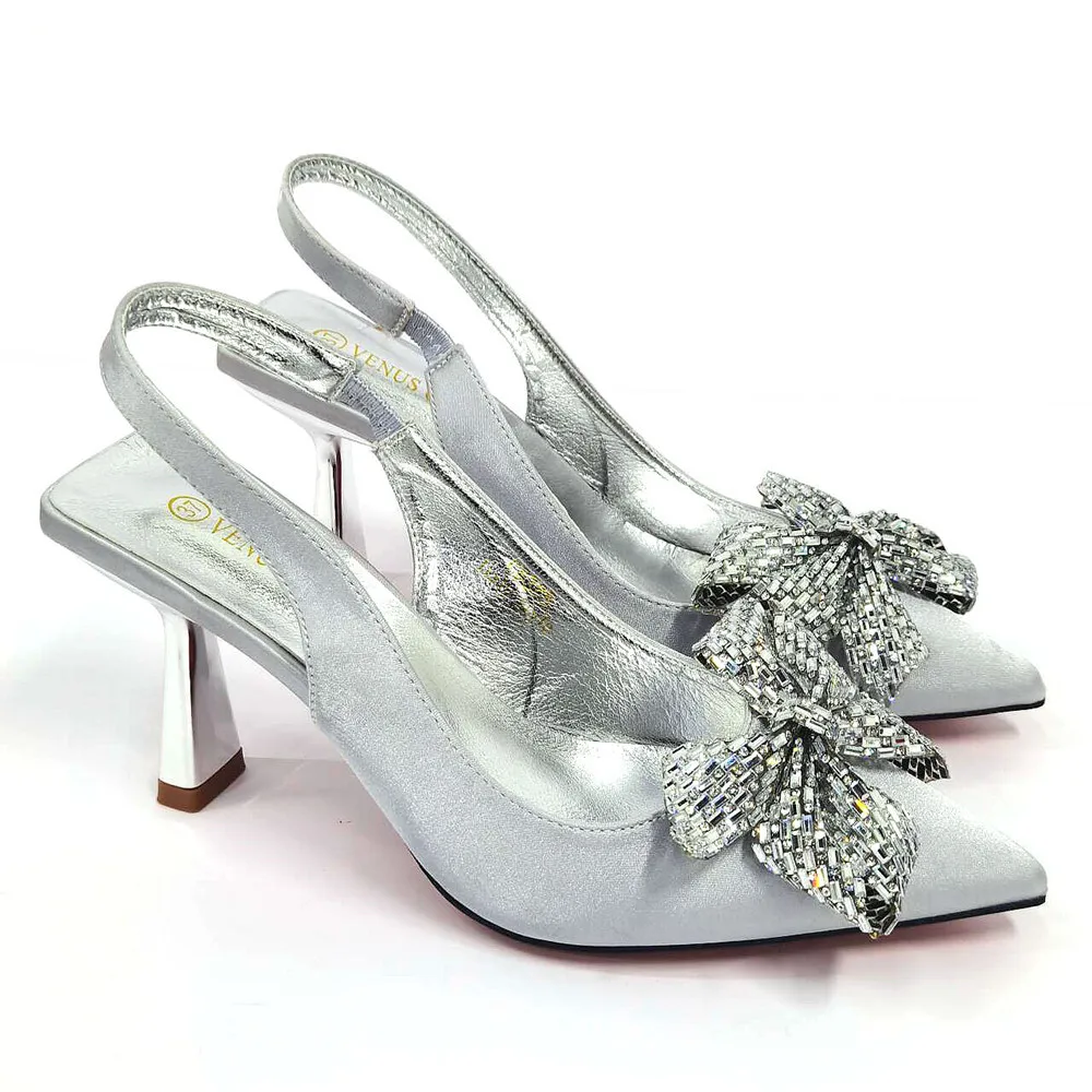 Excellent Italian Hollow Design Women Shoes Matching Bag in Silver Color Mature African Ladies Comfortable Sandals for Party 3