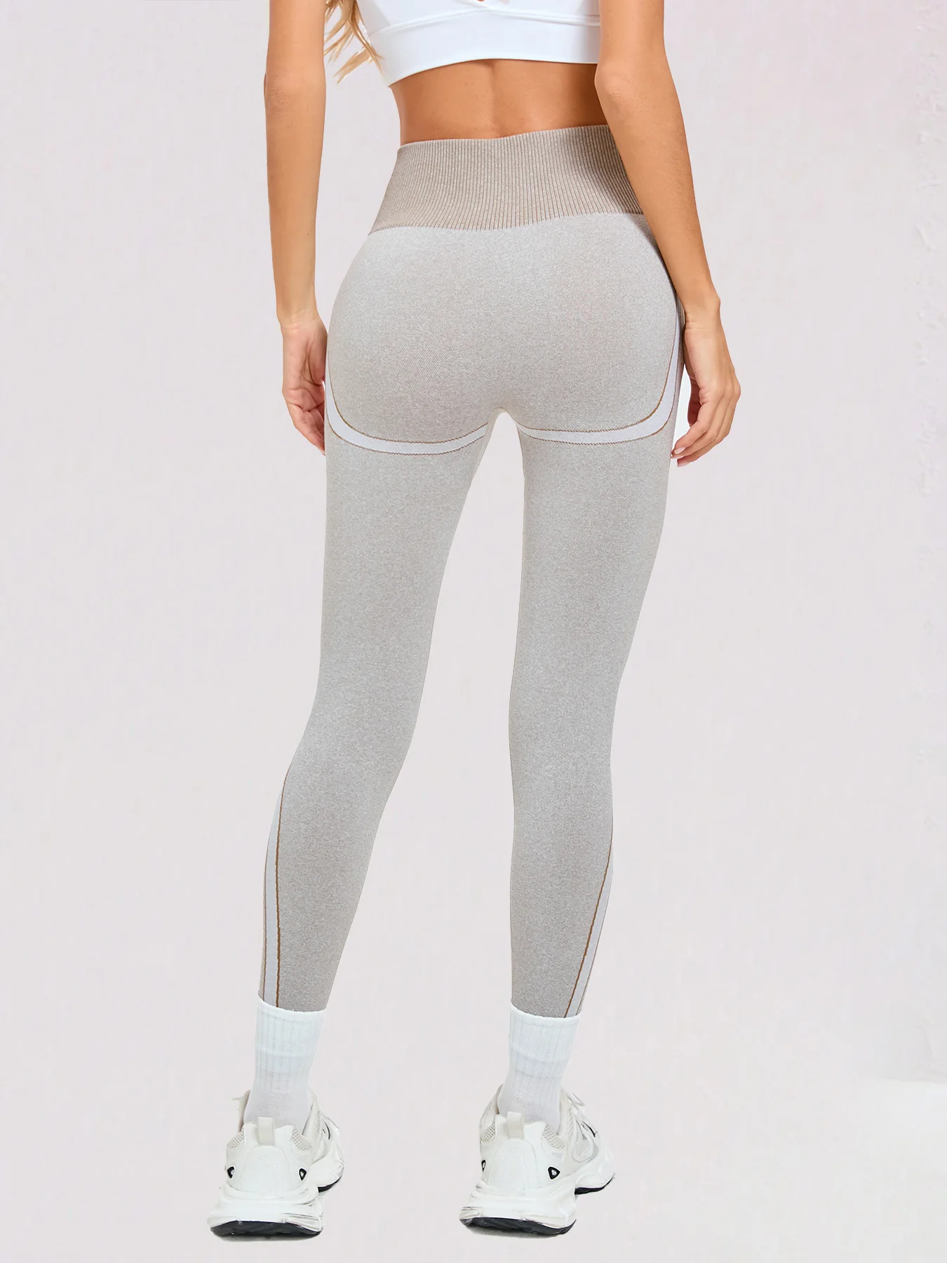 Women's Yoga Pants Constrast Fashion High Waist Leggings Tummy Control Hip Lifting Sports Workout Gym Tights 3