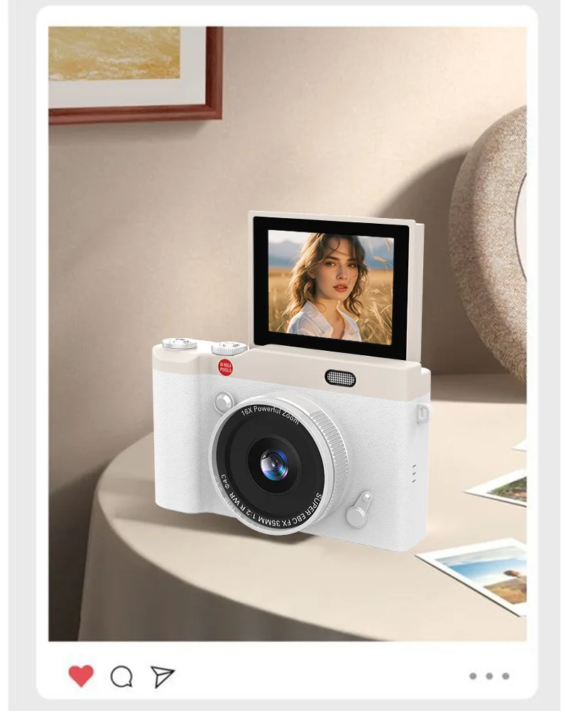 4K Digital Camera 16X Digital Zoom CCD Retro Video Recorder 2.4 Inch 180° Flip Screen Selfile Compact Digital Photography Camera - 5