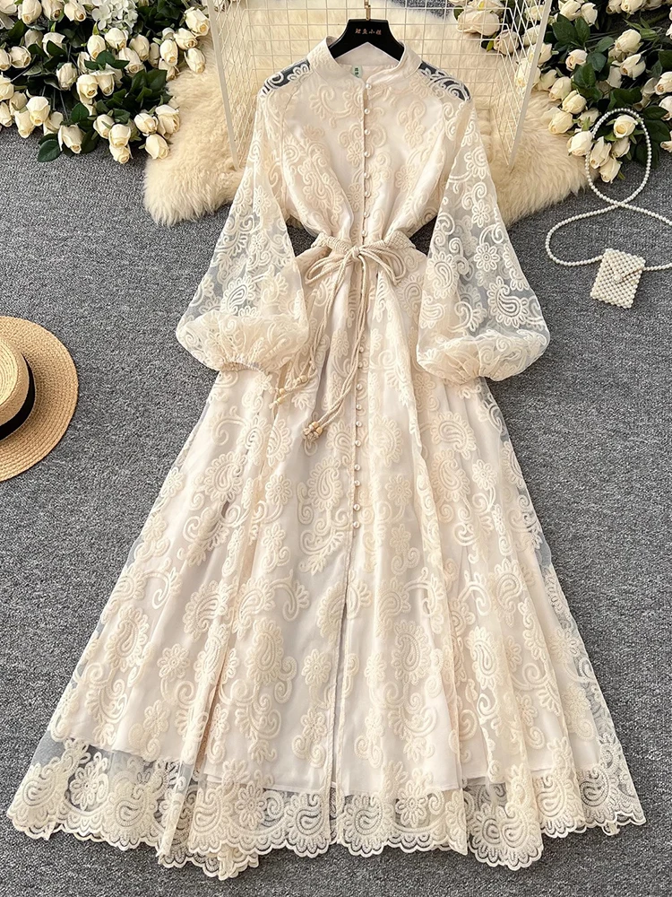 green emerald velvet dress Vintage Victorian Style Lace Collar Dress L I Retro Fairy main image 0