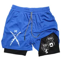 Men's Compression Shorts Anime Demon Slayer Print Beach Shorts Gym Fitness Running Quick Dry Short Pants Summer Print Sportswear 2
