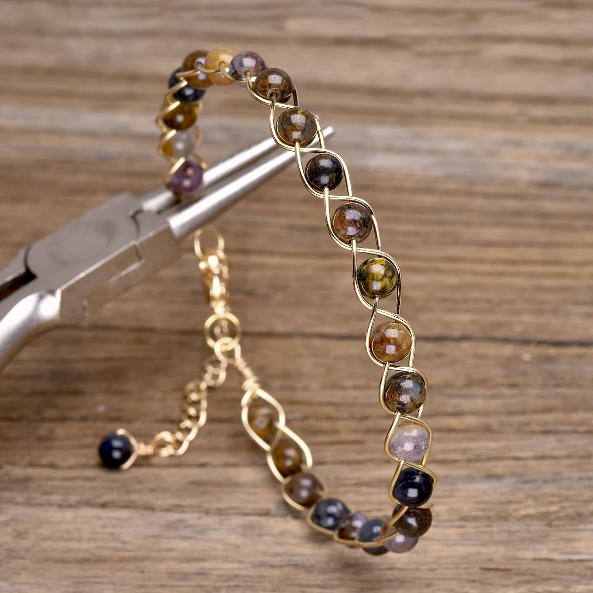 Wire-wrapped healing stone bracelets collection