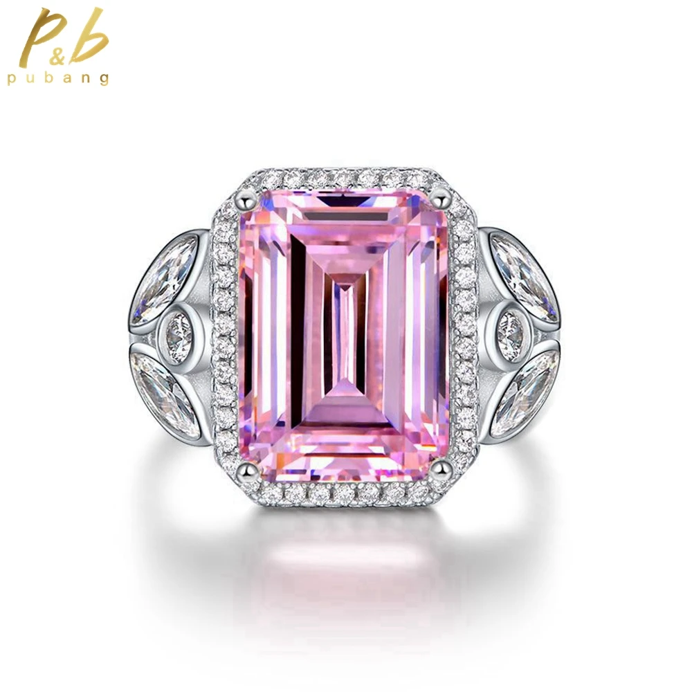 

PuBang Fine Jewelry 925 Sterling Silver Diamond Ring Emerald Cut Gemstone Created Moissanite for Women Party Gifts Free Shipping