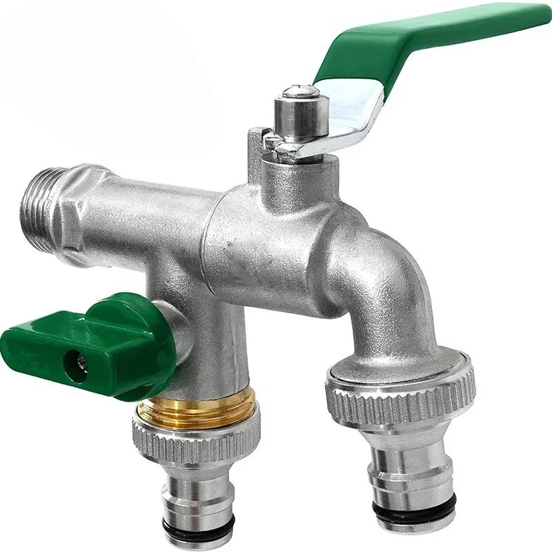 

Durable Zinc Alloy Outside Water Tap Green Handle Garden Ball Tap Valve Lever Tap Faucet Metal 2-Way 1-Way Shut Off IBC Tank