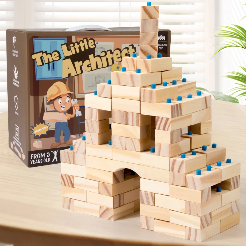 Natural wood children's building blocks, early education