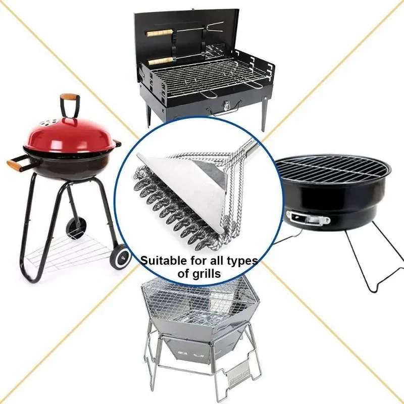 Safe Grill Brush-Bristle Free BBQ Grill Brush-Rust Resistant Stainless Steel Barbecue Cleaner Great Grilling Accessories