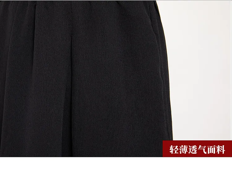 Sommer Eisseide Weite Hosen für Herren Schwarz Weiß Harajuku Streetwear Cropped Hosen Männliche Chinesische Stil HanFu Kongfu Rock-Hosen – Detail 30