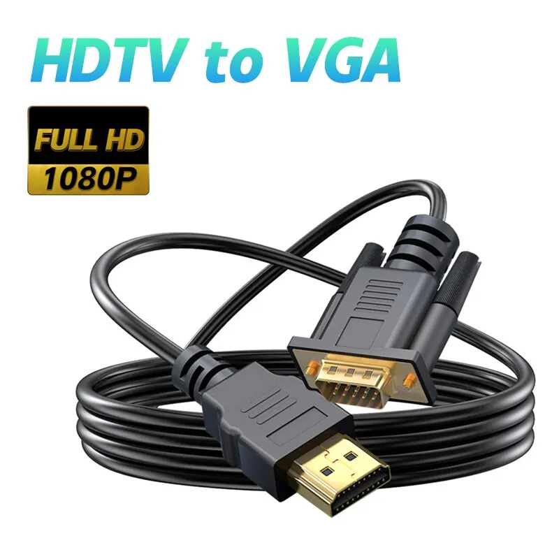 HDMI a VGA 1080P HDMI macho a VGA hembra Adaptador de vídeo por cable para  PC portátil Proyectores HDTV y otros dispositivos de entrada HDMI