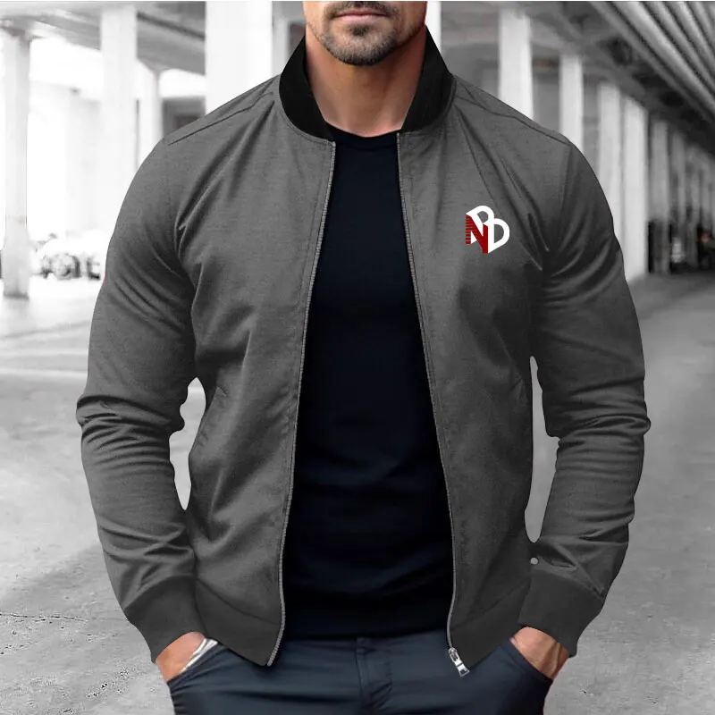 2024 Spring And Autumn New Jacket Men's Casual Fashion Fashion Brand Printed Color Match Zipper Sport Coat For Men