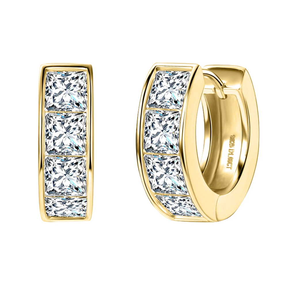 4x4mm Princess Cut Moissanite Hoop Earrings for Women  display picture 1