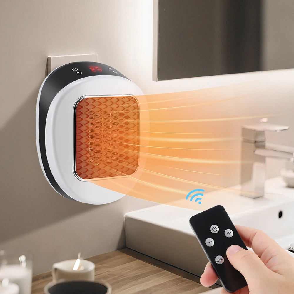 600W Home Electric Heater Winter Body Warmer Portable Wall Plug Space Heater with Remote Control Office Fast Heating Heater Mini 1