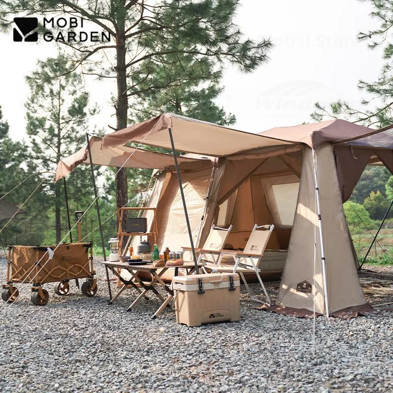 Tente de camping automatique pour l'extérieur, équipement de deux pièces,  cabane à une entrée, construction résistante au vent et à la pluie -  AliExpress