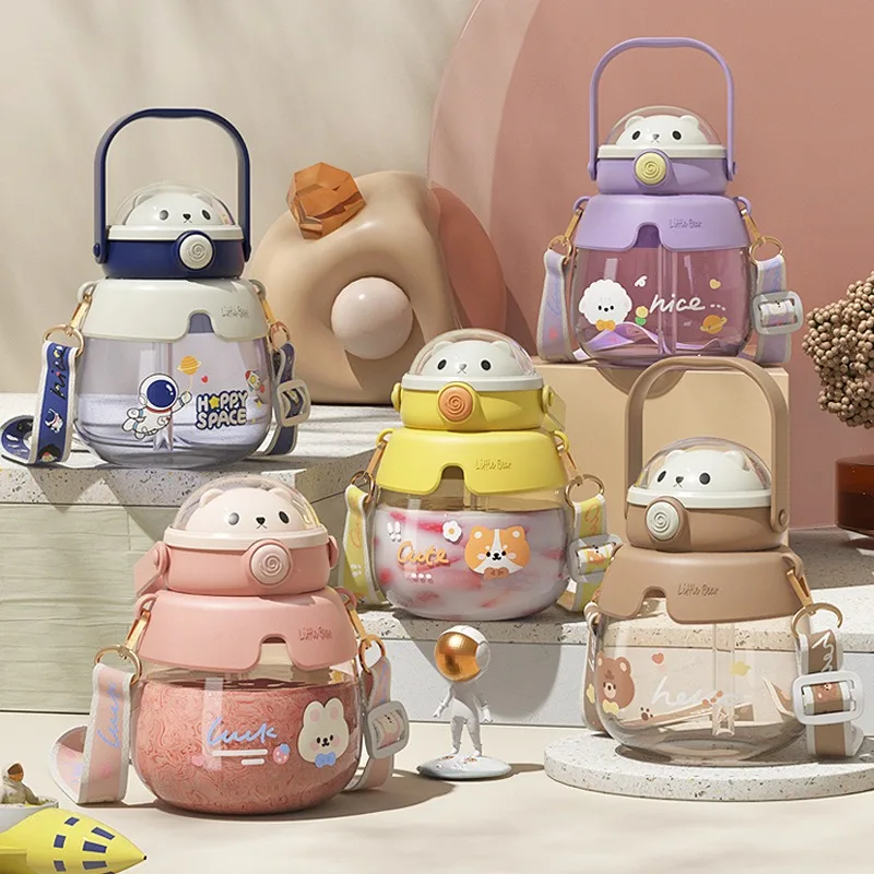 어린이 대용량 물컵, 큰 배 컵, 고온 내성, 휴대용 한국 플라스틱 컵, 여름 빨..