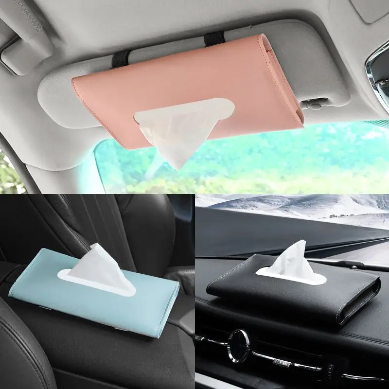 

Car Tissue Box Towel Set Car Sun Visor PU Holder Sun Visor Mask Storage Box Universal Cars Decoration Auto Interior Accessories