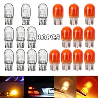10x T20 7443 Signal Light W21/5W 3800K Halogen Bulb Clear Orange Daytime Running Lights Turn Stop Brake Tail Bulb DRL Bulbs 1