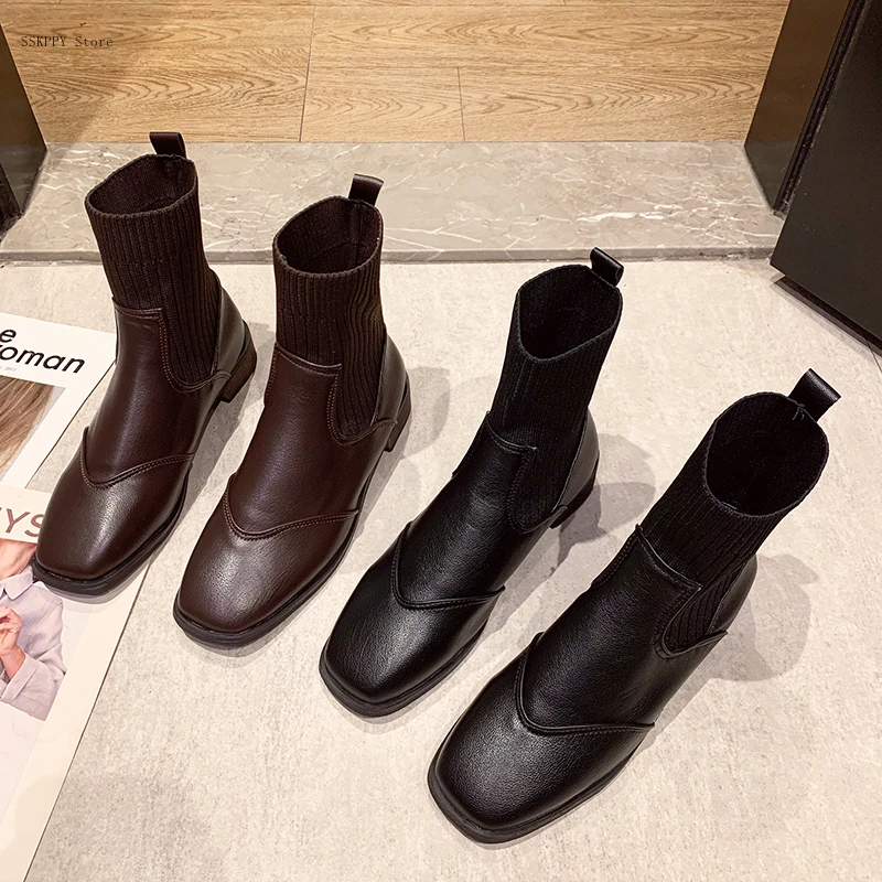 

Chelsea Short Boots Women's2022spring and Autumn British Style Single Boots Fashion Wild Breathable Thick Heel short Bootswomen