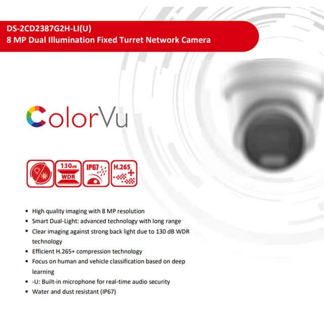 Original HIK 8MP Smart Hybrid Light ColorVu Acusense IP Camera DS-2CD2387G2H-LIU Built-in MIC Face Capture Surveillance Cameras - Image 2