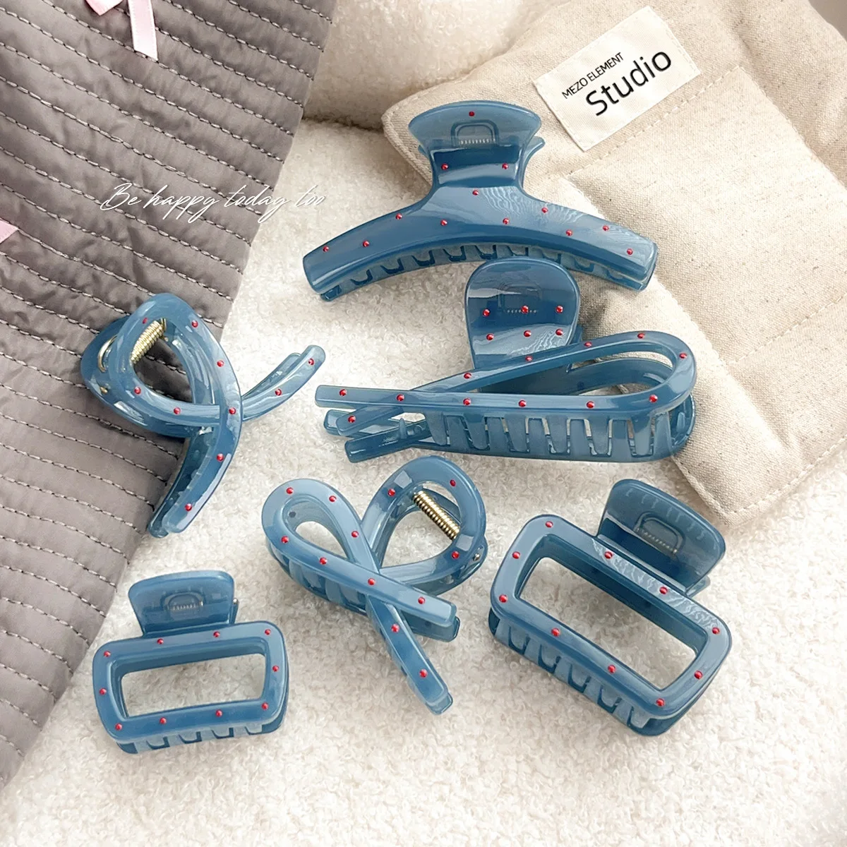 Korean Hair Claw Clip Spot Claws Classy Cute Blue Red Accessories Women