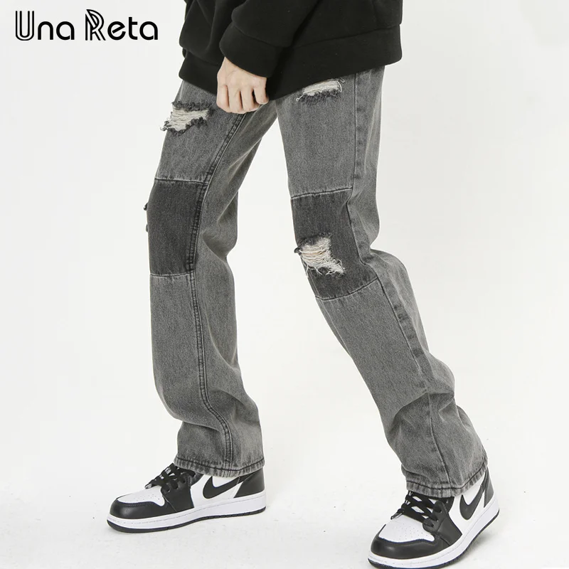 

Una Reta Streetwear Men Jeans 2023 New Men's Clothing Hip Hop Hole Wash Design Denim Pants Harajuku Tailoring Trousers Jeans