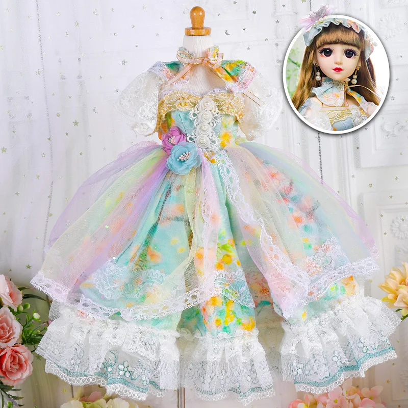 

60cm Princess Doll toy dress 1/3 BJD Dolls clothes SD handmade Long Skirt Fairy Dress Accessories Toys Without Doll