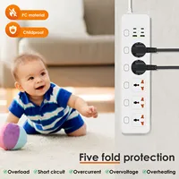 ปลั๊กพ่วงอเนกประสงค์พร้อมช่องเสียบ USB 6 ช่อง ปลั๊ก 5 ทาง สายต่อ 2 เมตร ปลั๊กไฟ AC พร้อมสวิตช์แยกอิสระสำหรับบ้านและหอพัก 6