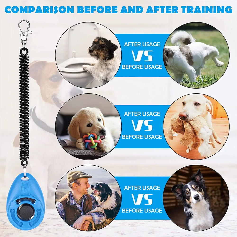 Dog Training Clicker 2/Pack with Adjustable Wrist Strap for Cats Puppy Birds Horses