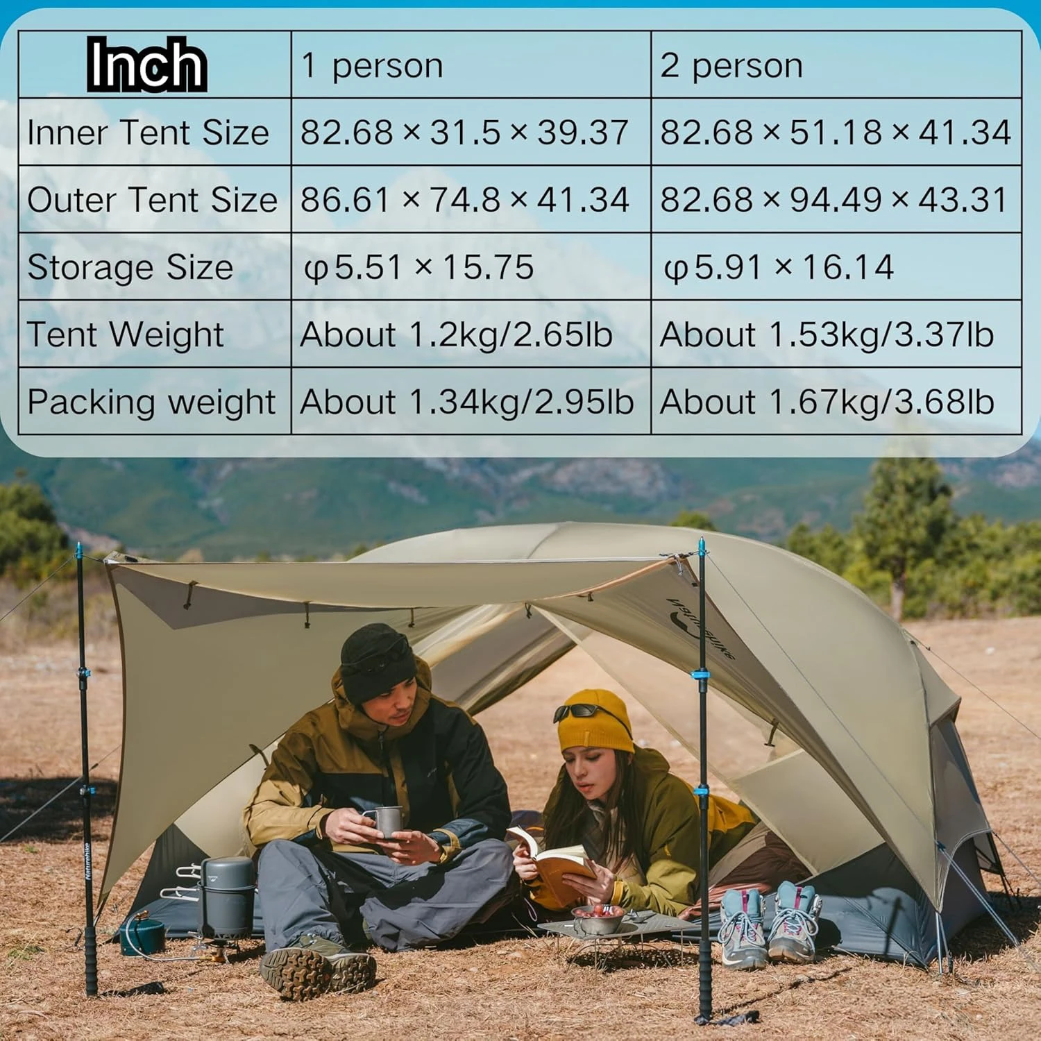 Naturehike Mongar UL 1 2 Person Tent Backpacking Tent 15D Ultralight Travel Waterproof Hiking Survival Outdoor Camping