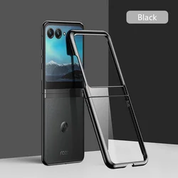 Slim Transparent Electroplated Protective Phone Case - Ultra Thin Soft Cover - Moto Razr 40 Ultra (Black)