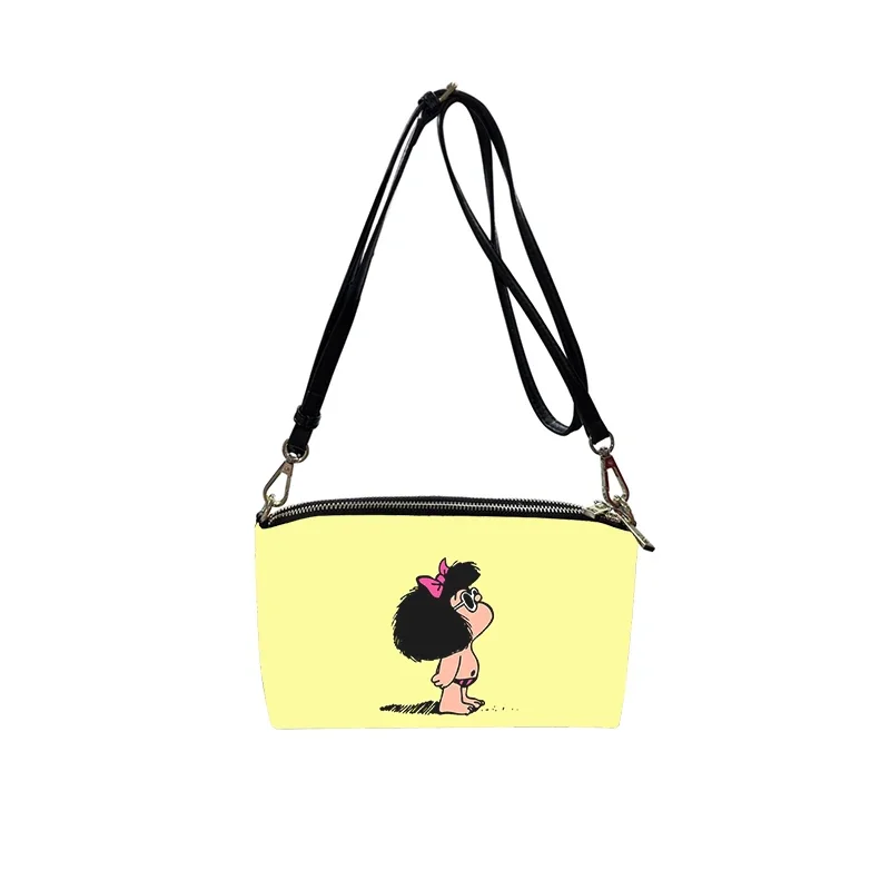 cute cartoon Mafalda PU Crossbody Bag 2023 New Women's Fashion Shoulder Bag Minimalist Small Square Bag for Women