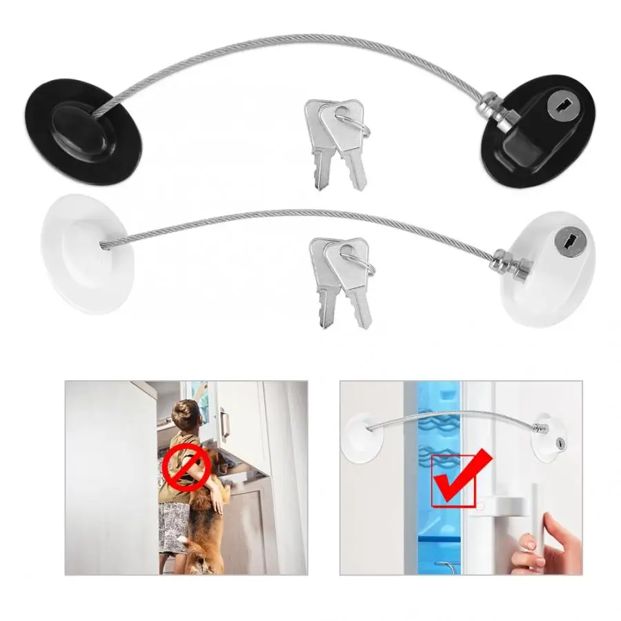 1pc StainlessSteel BabyChildSafetyLock Window Refrigerator Opening Security Cable Door Lock For Kids Safety Protector Protection